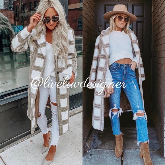 carter plaid teddy coat